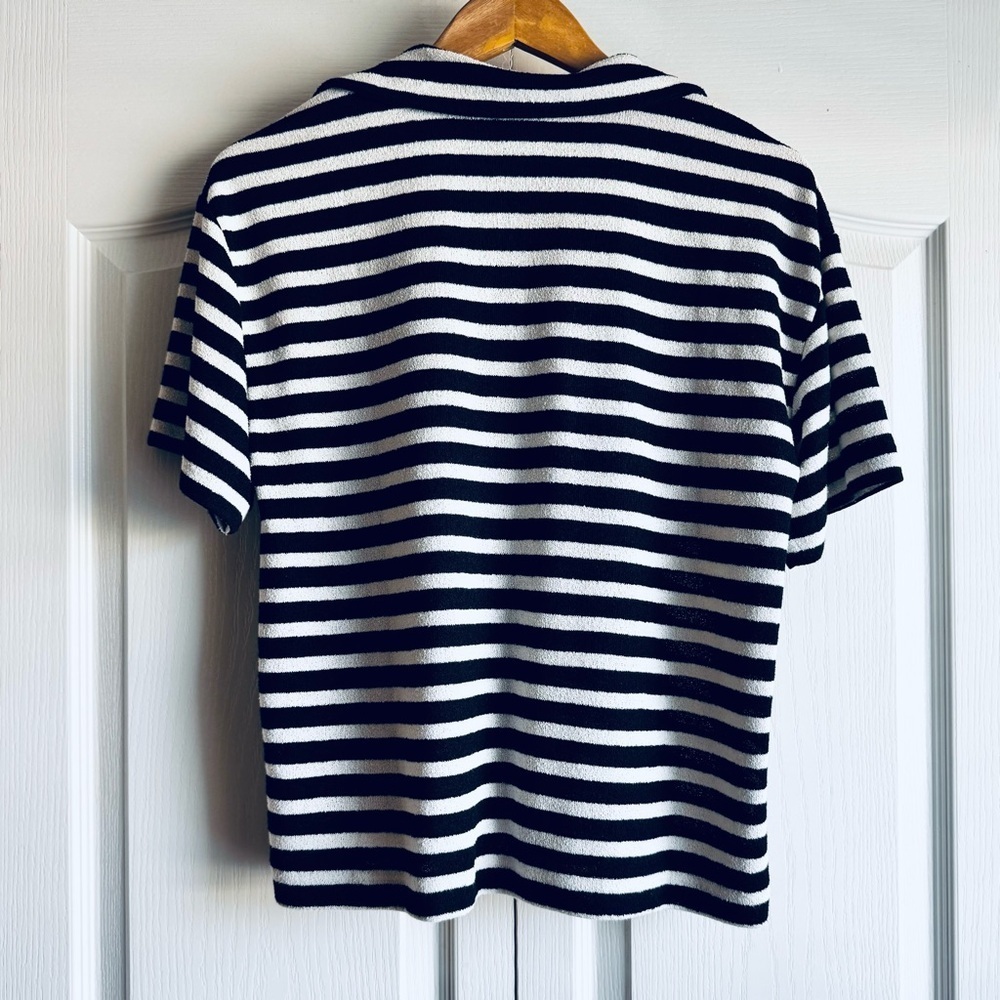 H&M Striped Textured Knit Top With Collar - Picture 5 of 6